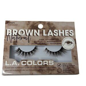 L.A. Colors Brown Natural False Eyelashes Doe Eyed Clear Band
